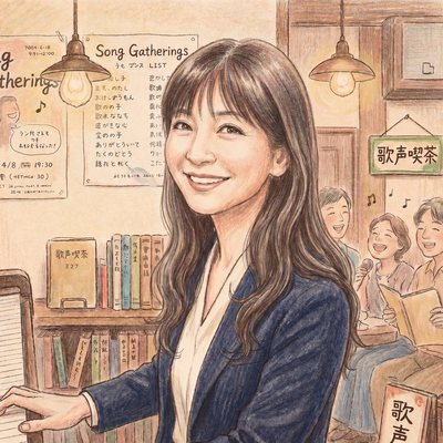 歌声喫茶の主催者でピアノ伴奏を務める星佳代